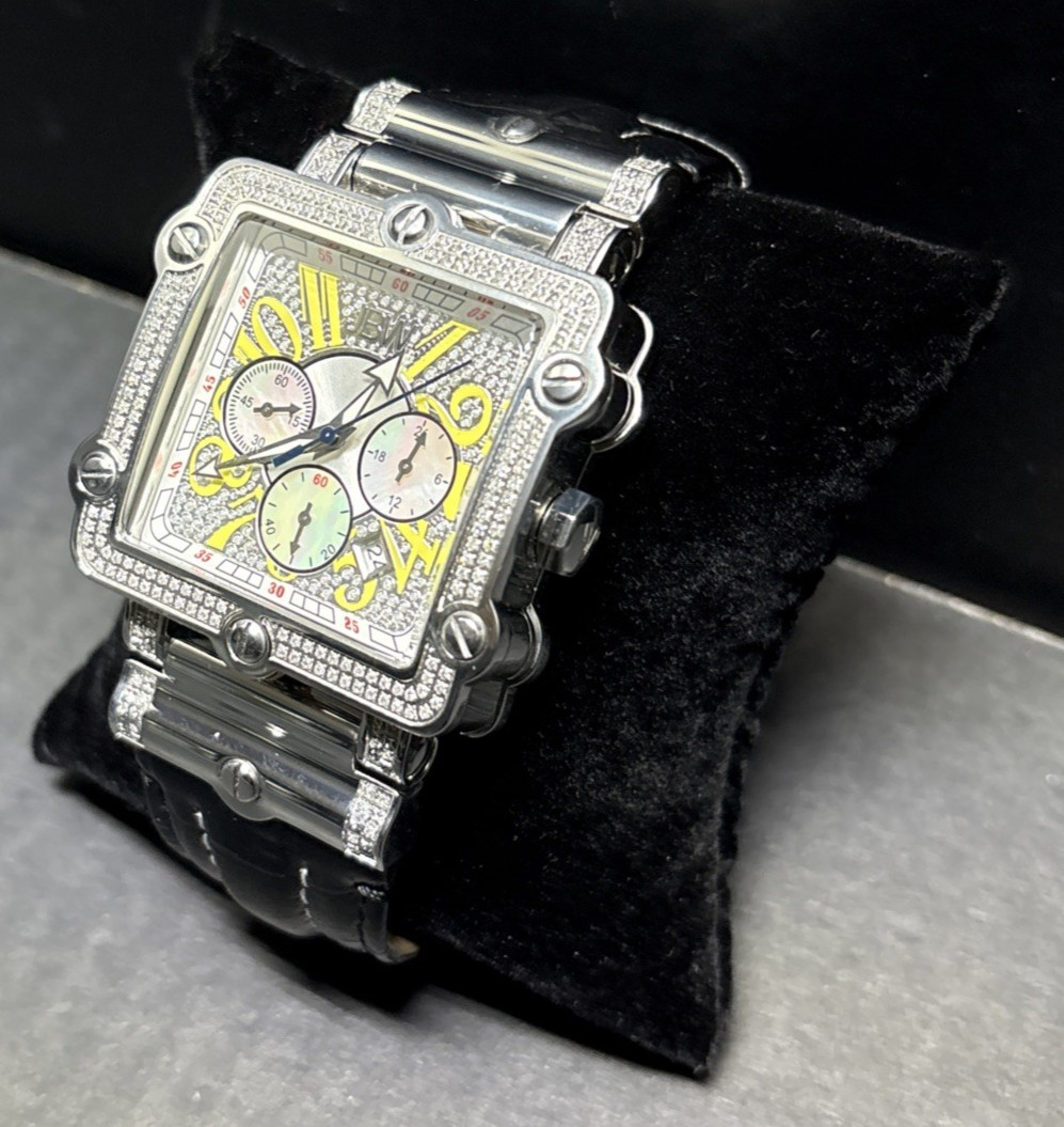JBW Phantom 46mm Diamond Bezel Stainless Steel Chronograph Men’s Watch
