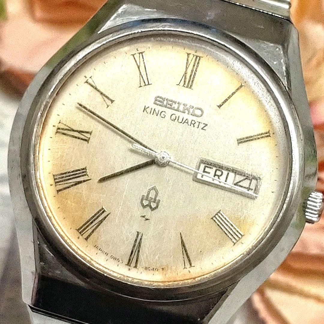 SEIKO KING QUARTZ Mens Quartz Watch 29mm Silver Dial Day-Date Roman Numerals