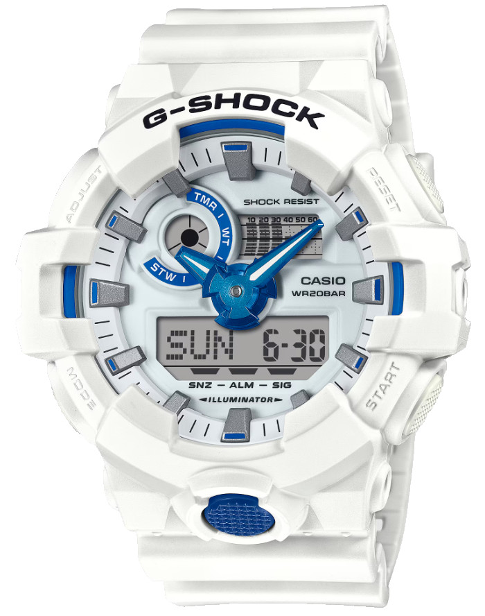 Casio G-Shock Analog/Digital White/Blue Resin Watch GA-700HDS-7A/ GA700HDS-1A