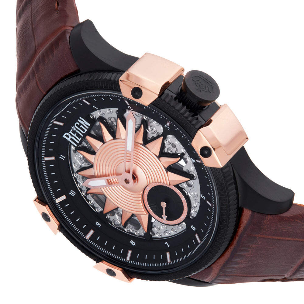 Solstice Automatic Dark Brown/Rose Gold | Black Dial Wristwatch REIRN6903
