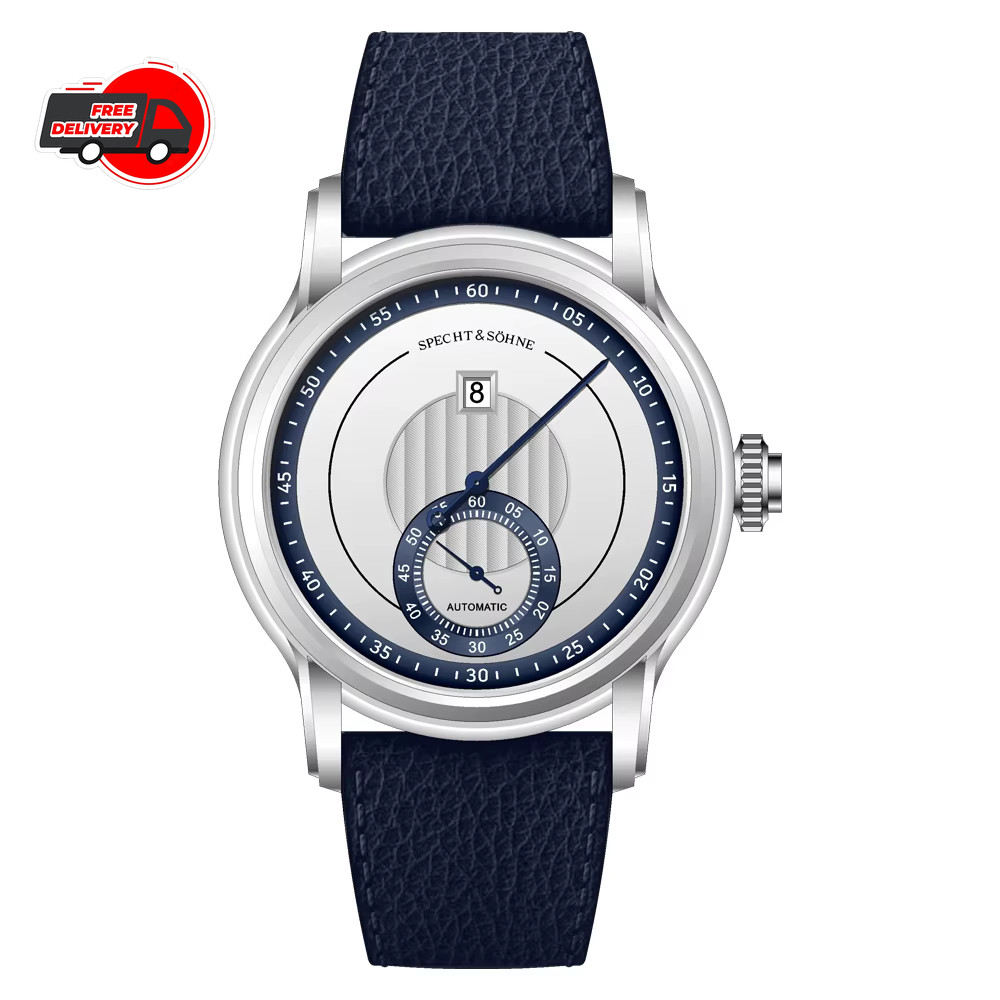 Specht & Söhne Men’s 39mm Jumping Hour Automatic Watch Sapphire Crystal Leather