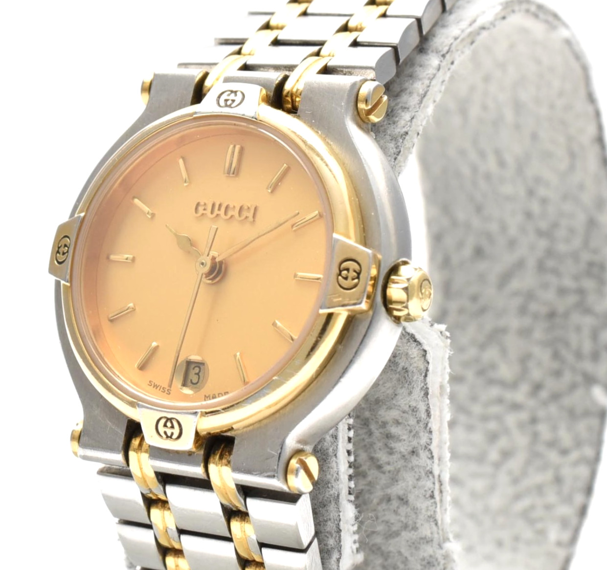 Vintage GUCCI 9000L Gold Dial 25mm Date Quartz Women’s Watch From JAPAN