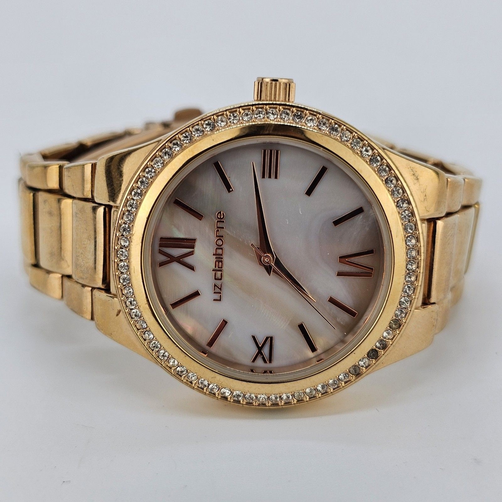 Liz Claiborne Women’s Watch 38MM Gray Dial Rose Gold Band 6″ Wrist New Battery