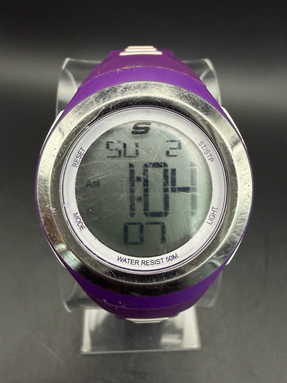 Sketchers Purple Digital Quartz Watch Resin Band Plastic Case New Battery