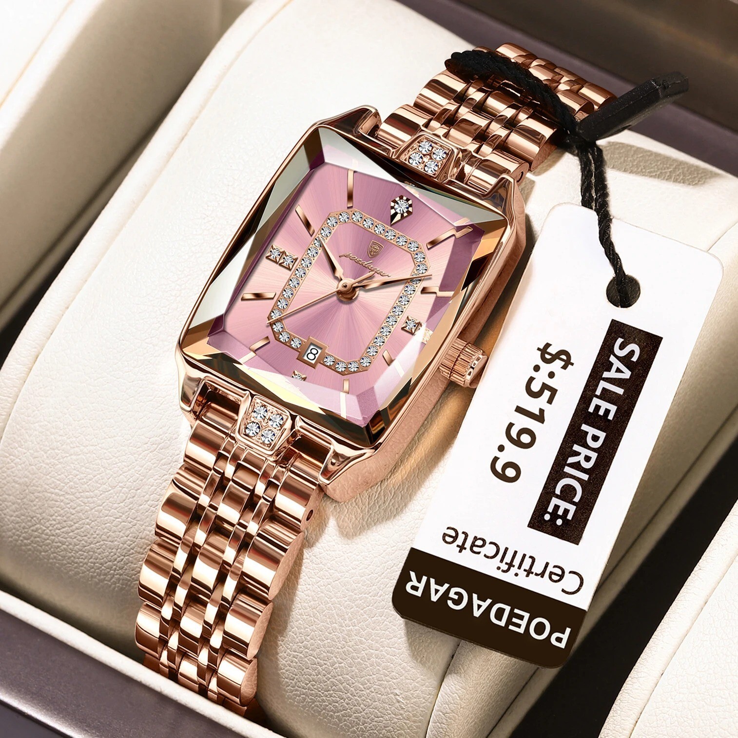 Luxury Waterproof Numberless Quartz Stainless Steel Watch For Ladies Woman Girls