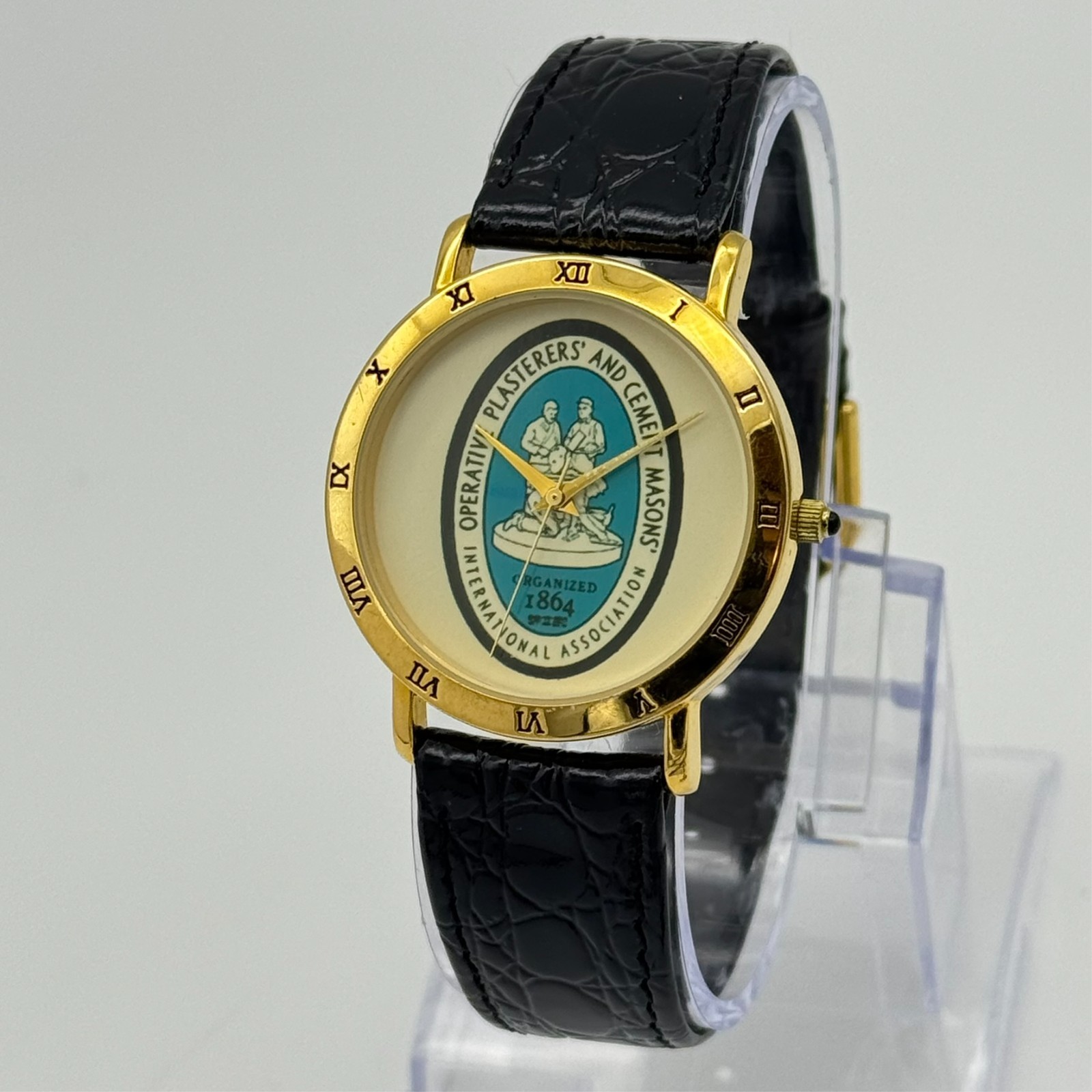 Vintage Operative Plasterers’ & Cement Masons International Gold Tone 34mm Watch