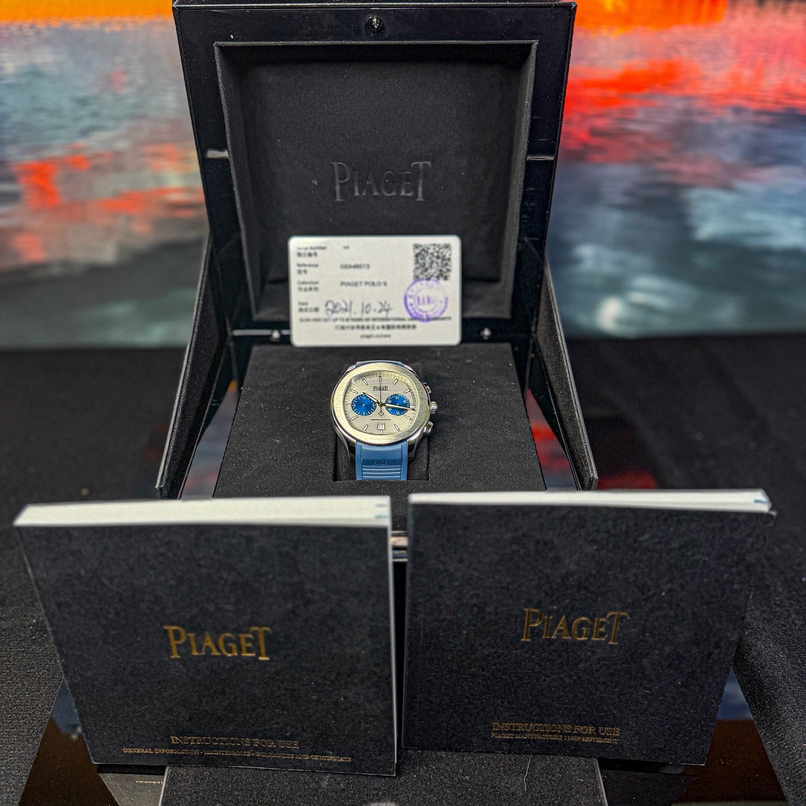 Piaget Polo Chronograph “Blue Panda” Complete Set Limited Edition G0A46013