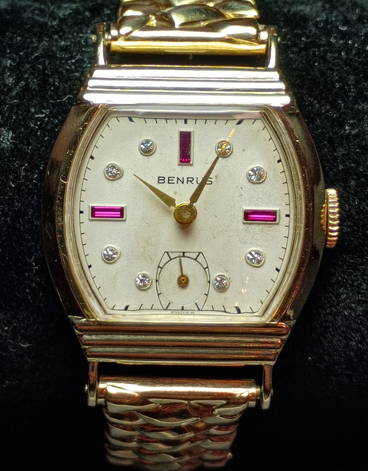Vintage Benrus CW2 Jeweled Diamond Ruby 10k RGP Men’s Manual Watch – WORKS