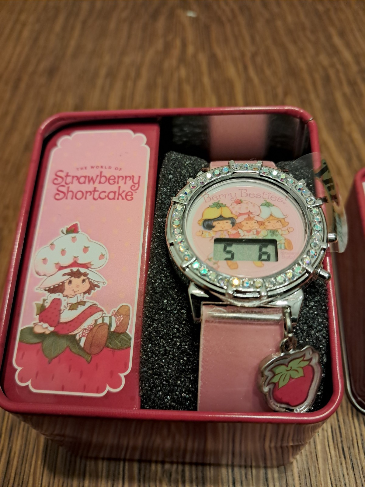 Strawberry Shortcake Digital Watch w/a Sparkling Pavé Bezel & Strawberry Charm