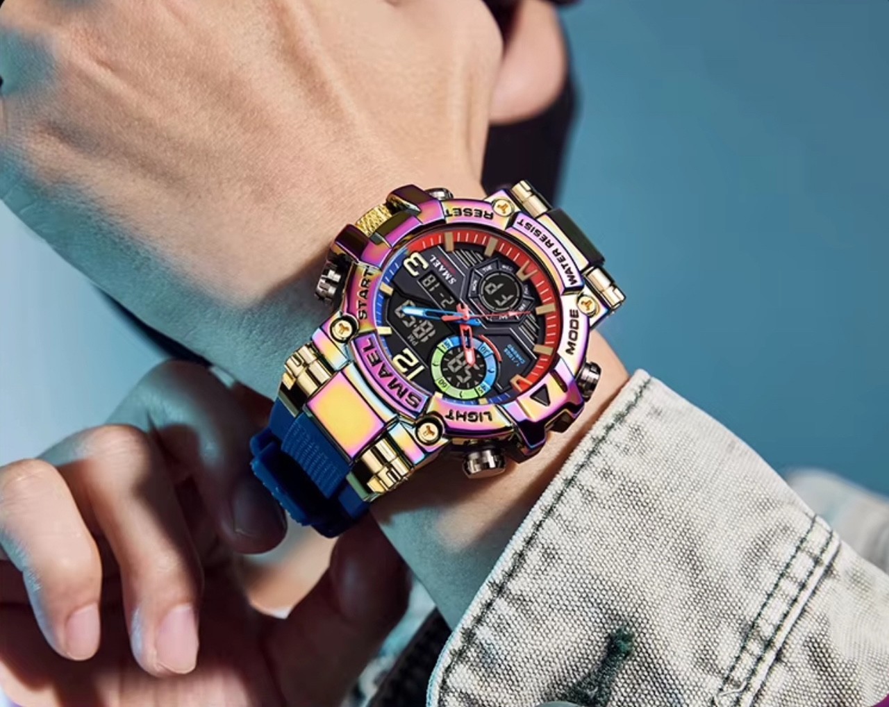 Oversized Chronograph Waterproof Digital Sport Shock Resistant WRIST WATCH 55mm