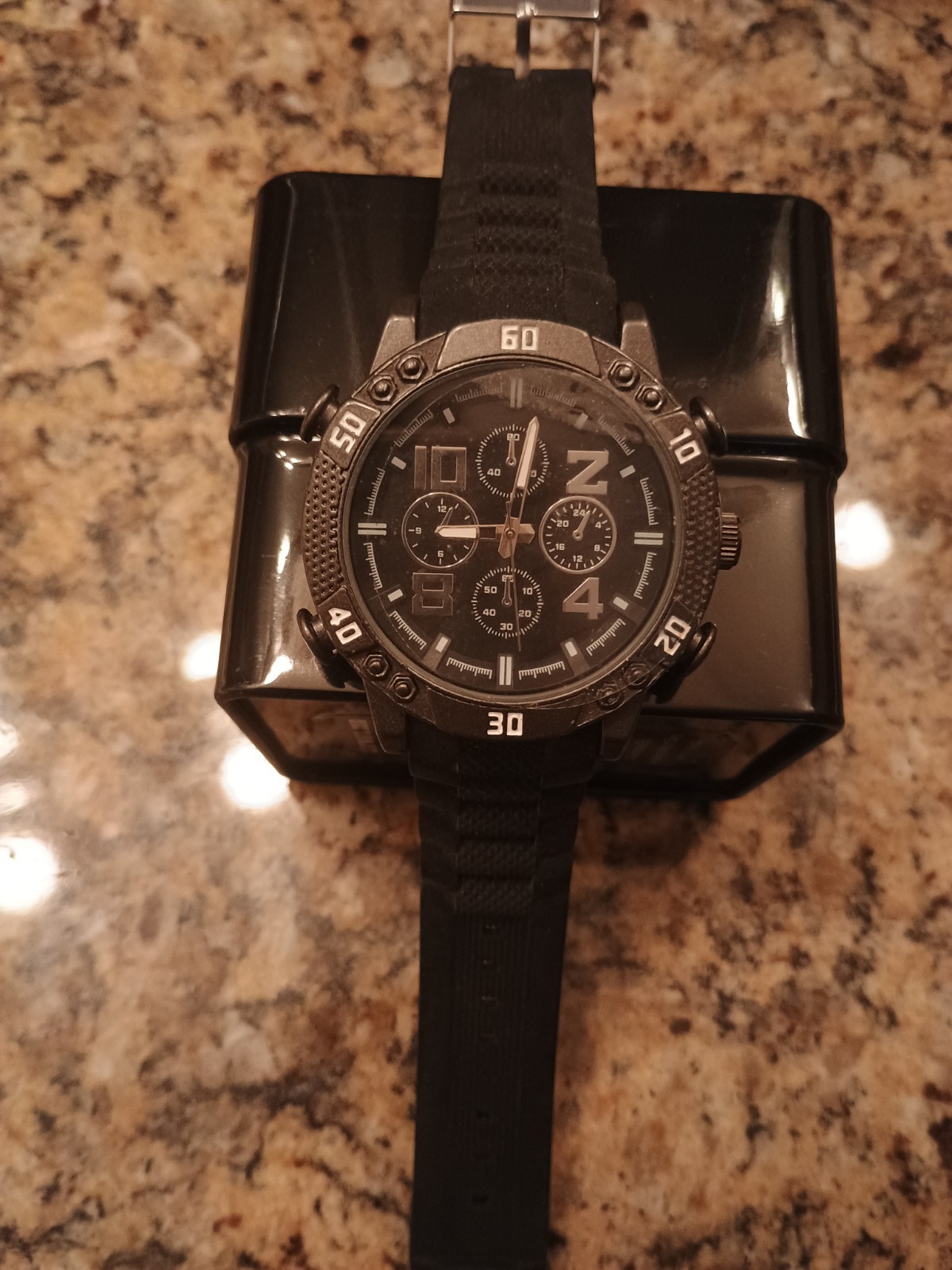 Men’s Watch. Black Rubber Strap. Excellent Condition