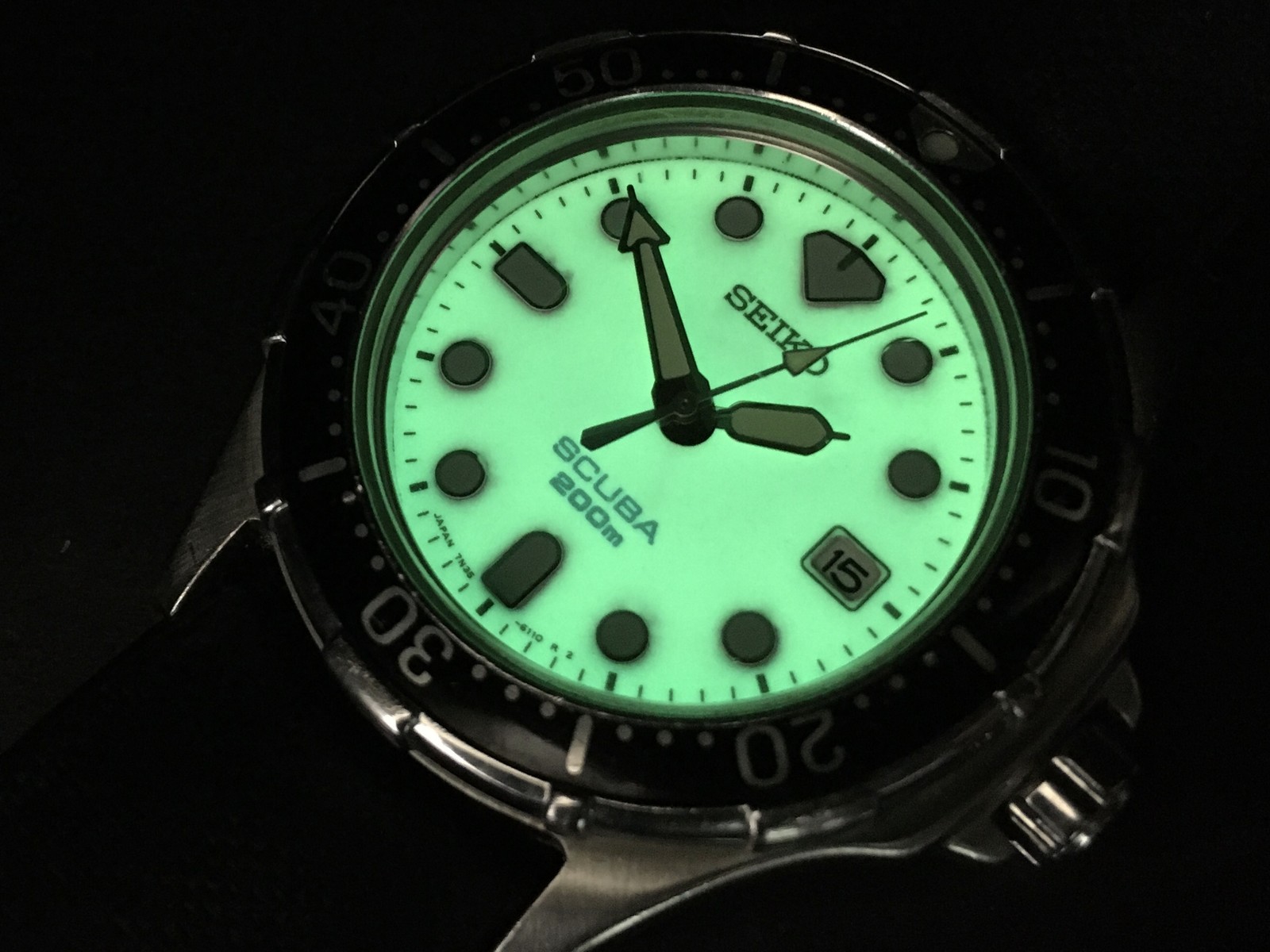 Vintage 1994 SEIKO SCUBA AIR Diver’s 7N35-600A Quartz Date Luminous Men’s Watch