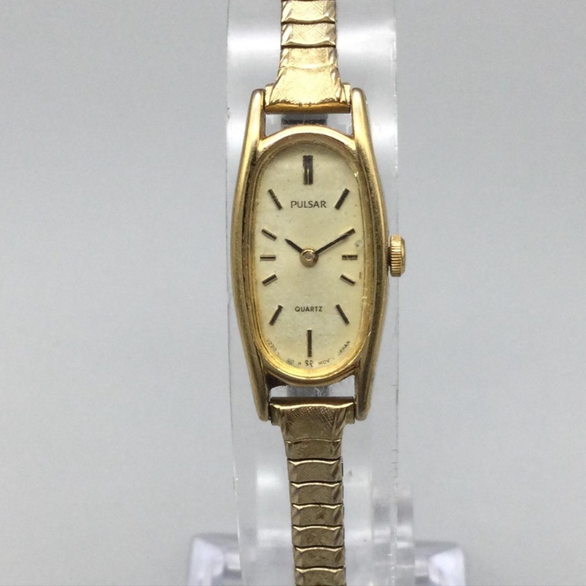 Pulsar V220-5780 Womens Watch 13mm Cream Dial Gold Tone Stretch Band Quartz