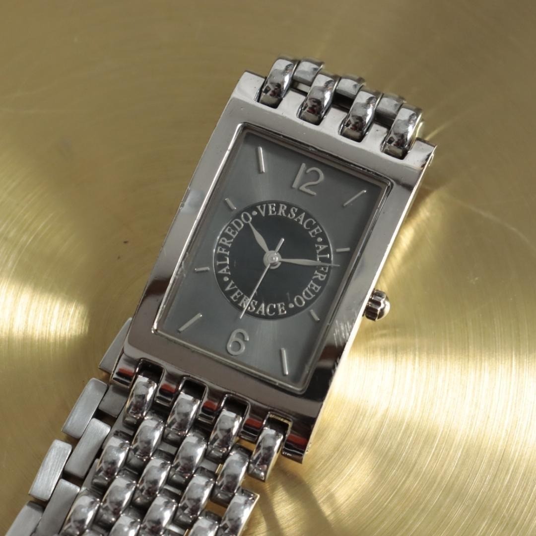Alfredo Versace V737S Men’s Watch Silver Black Analog Quartz Square Swiss Made