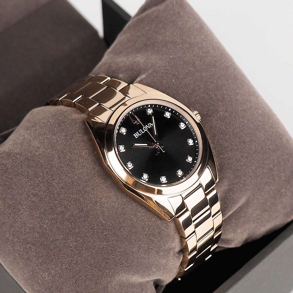 Bulova Surveyor Classic 97P156 Diamond Rose Gold Stainless Women’s Quartz Watch