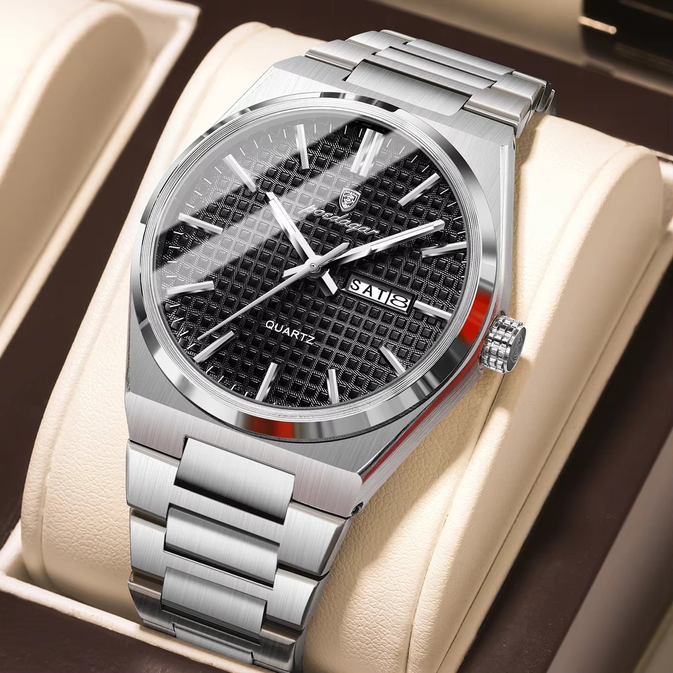 POEDAGAR Men’s Luxury Japanese Quartz Watch Waterproof Stainless Luminous NEW