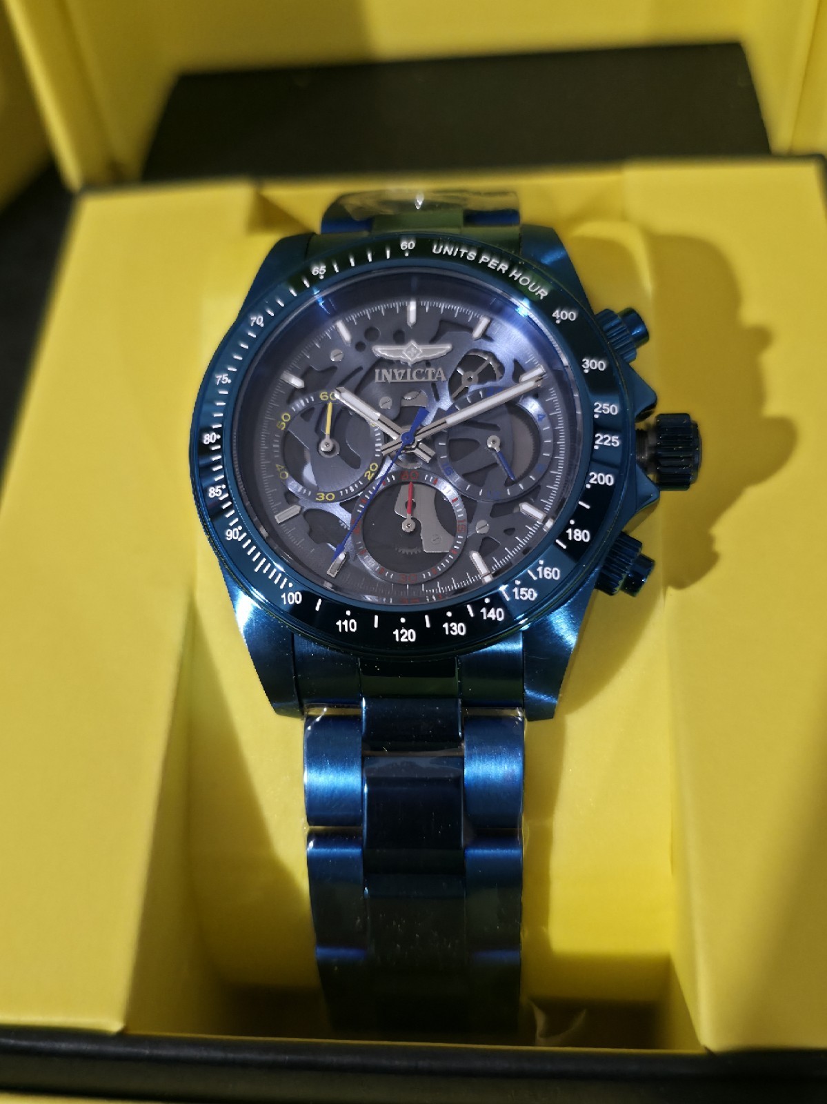 INVICTA BLUE LABEL QUARTZ CHRONOGRAPH 20ATM TACHYMETER BLUE SS BRACELET