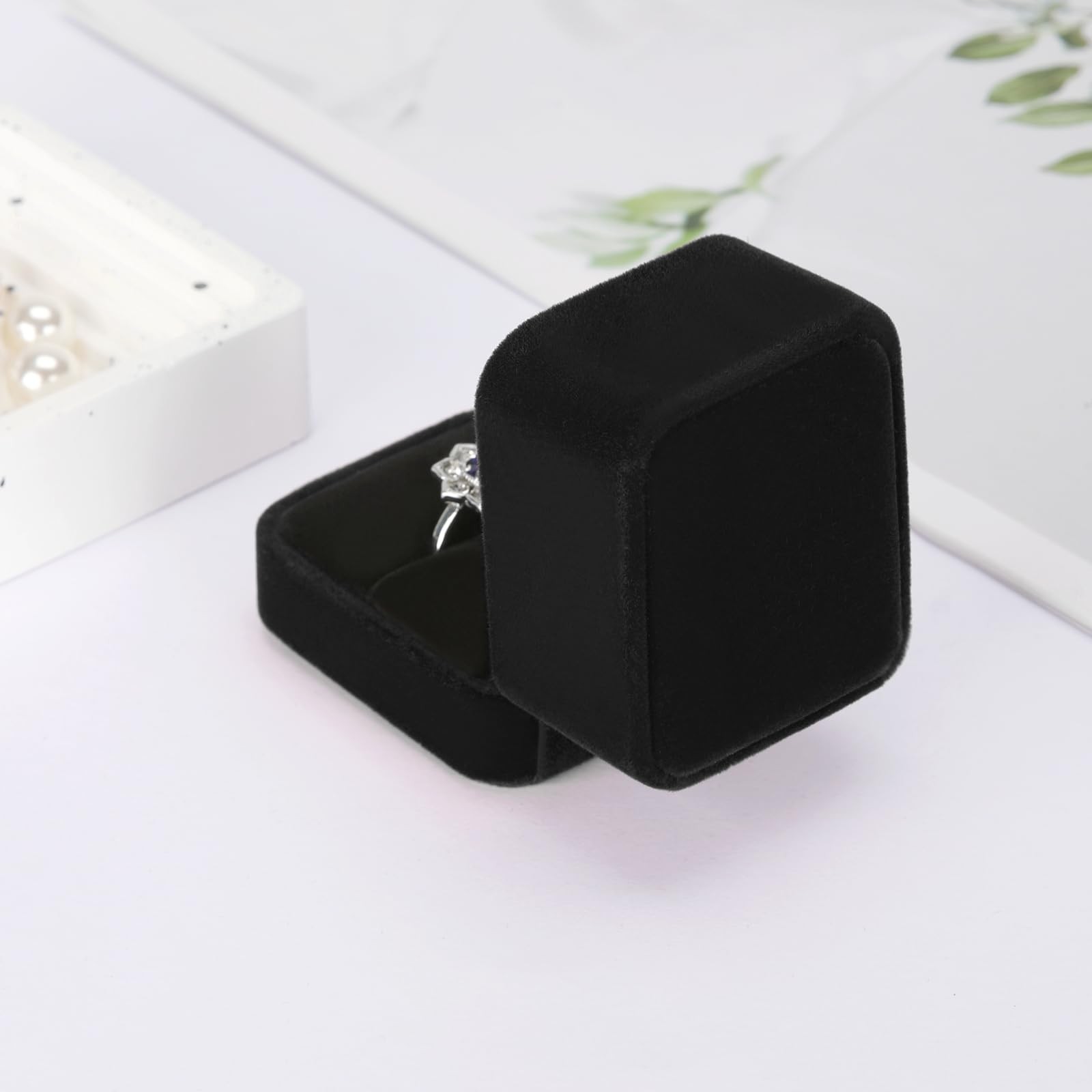 KUKUVR 2 Pieces Small Wedding Ring Gift Box for Proposal | Velvet Mini Ring Hold