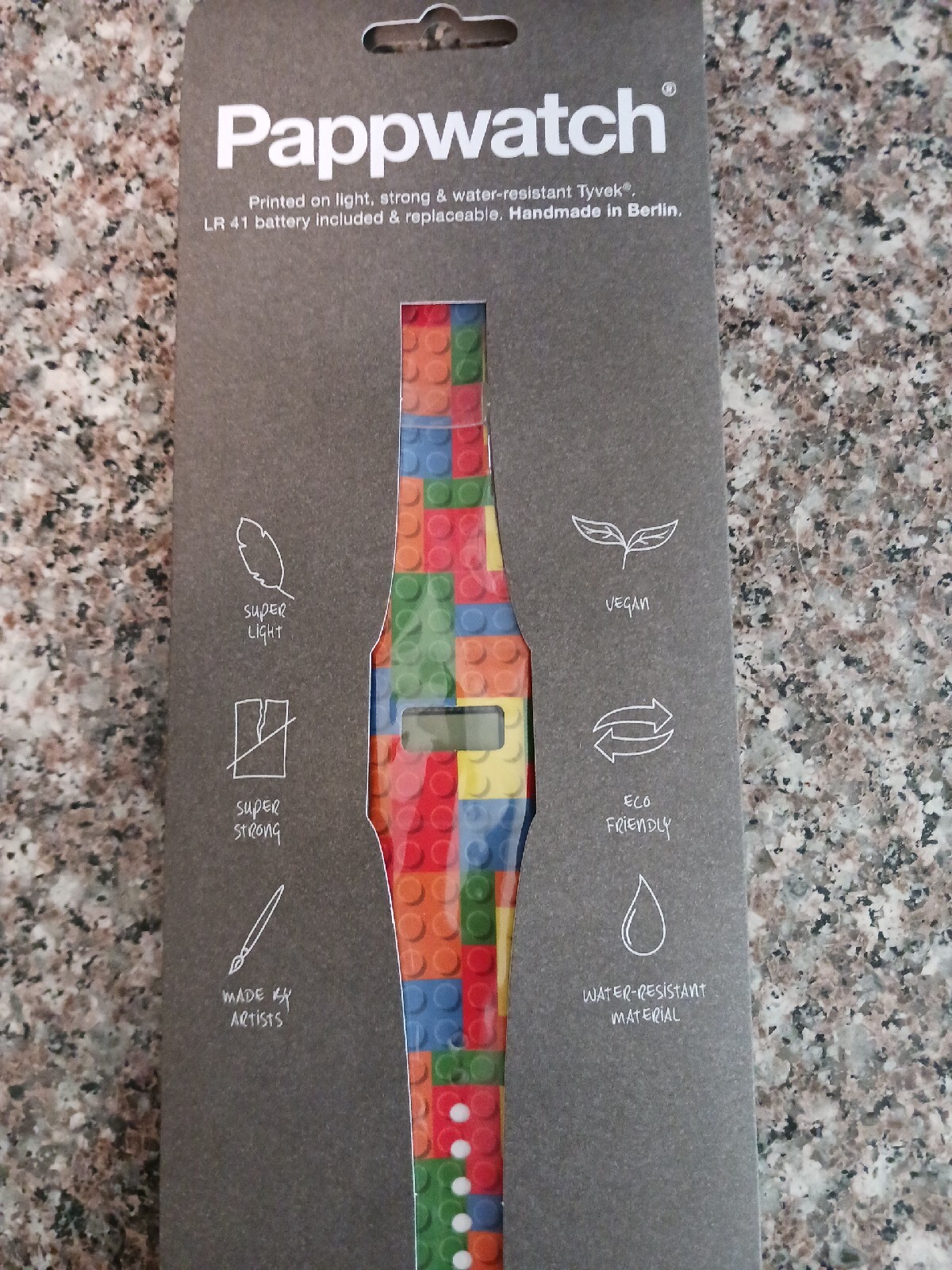 Pappwatch Watch Regular Multicolor “Brick” Watch Designed Artist NEW