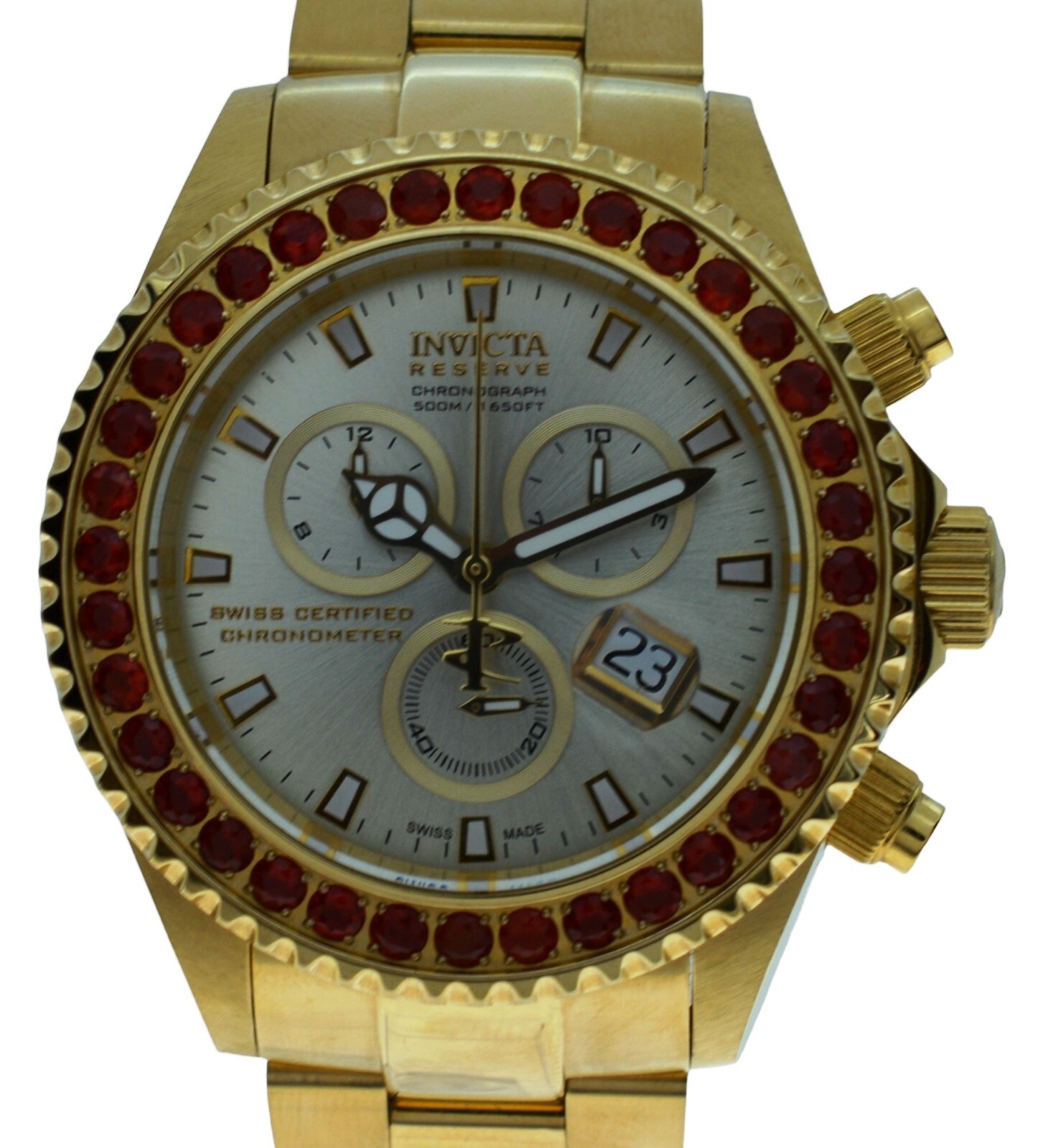 Men’s 47mm Invicta Pro Diver Gold Tone Fire Opal Bezel COSC Watch! Ref: 14445!
