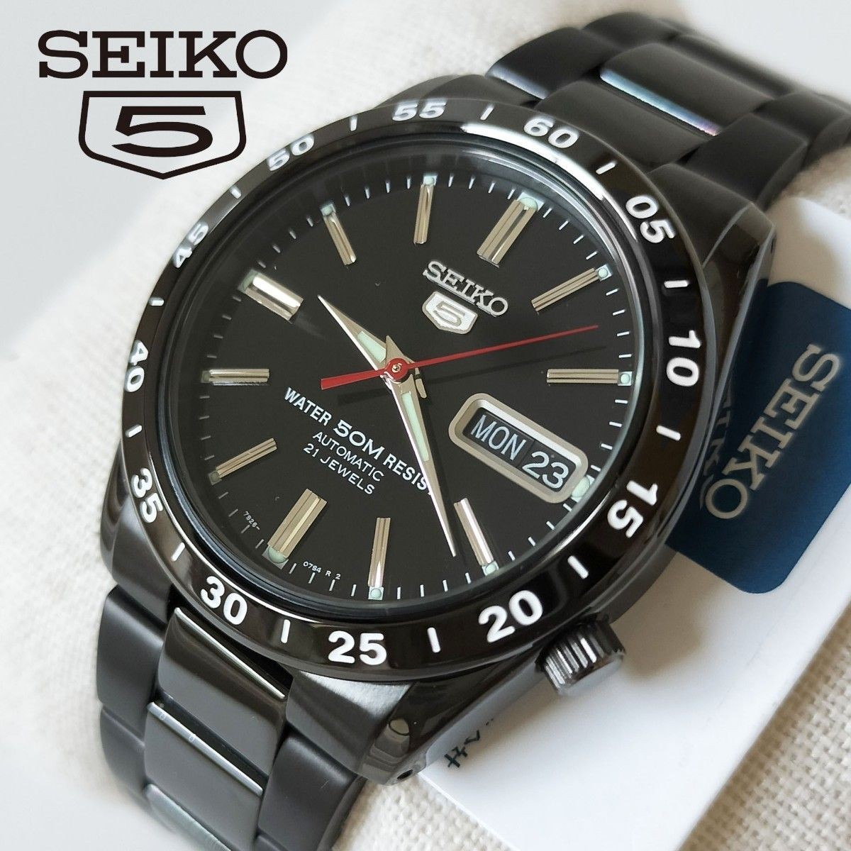 New With Overseas Reverse Import SEIKO5 Seiko Five IP Black Skeleton Day Date Au