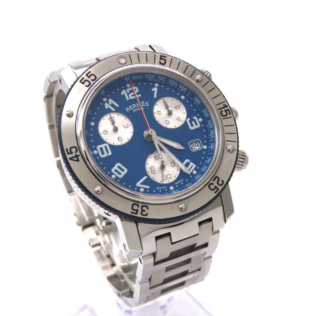 Hermes Clipper Diver Chrono CL2.917 Blue Watch Japan Excellent 071619