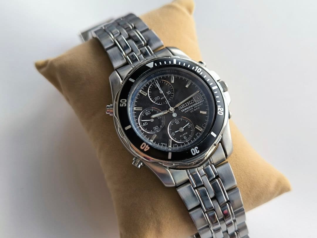 SEIKO Prospex SBCL001 Speedtimer Chronograph Watch Black Dial Wrist 6.69in