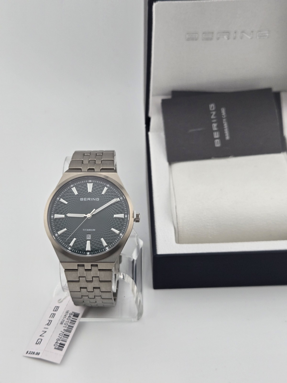 Bering Titanium Green Dial Men’s Quartz Watch, 41mm 16141-708