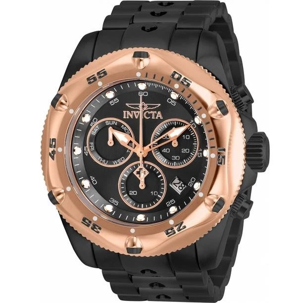 Invicta Men’s Watch 31613 Pro Diver Quartz Black Steel Rose Gold Bezel 51mm NWT
