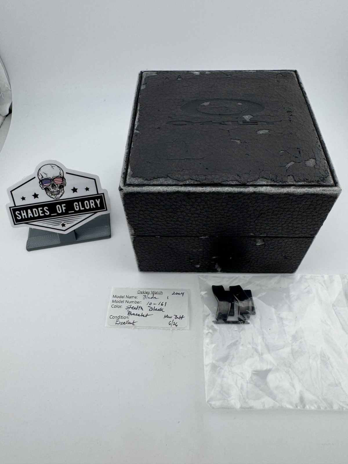 OAKLEY BLADE STEALTH BLACK STAINLESS STEEL BRACELET 10-161 VTG 2004 NEW BATTERY