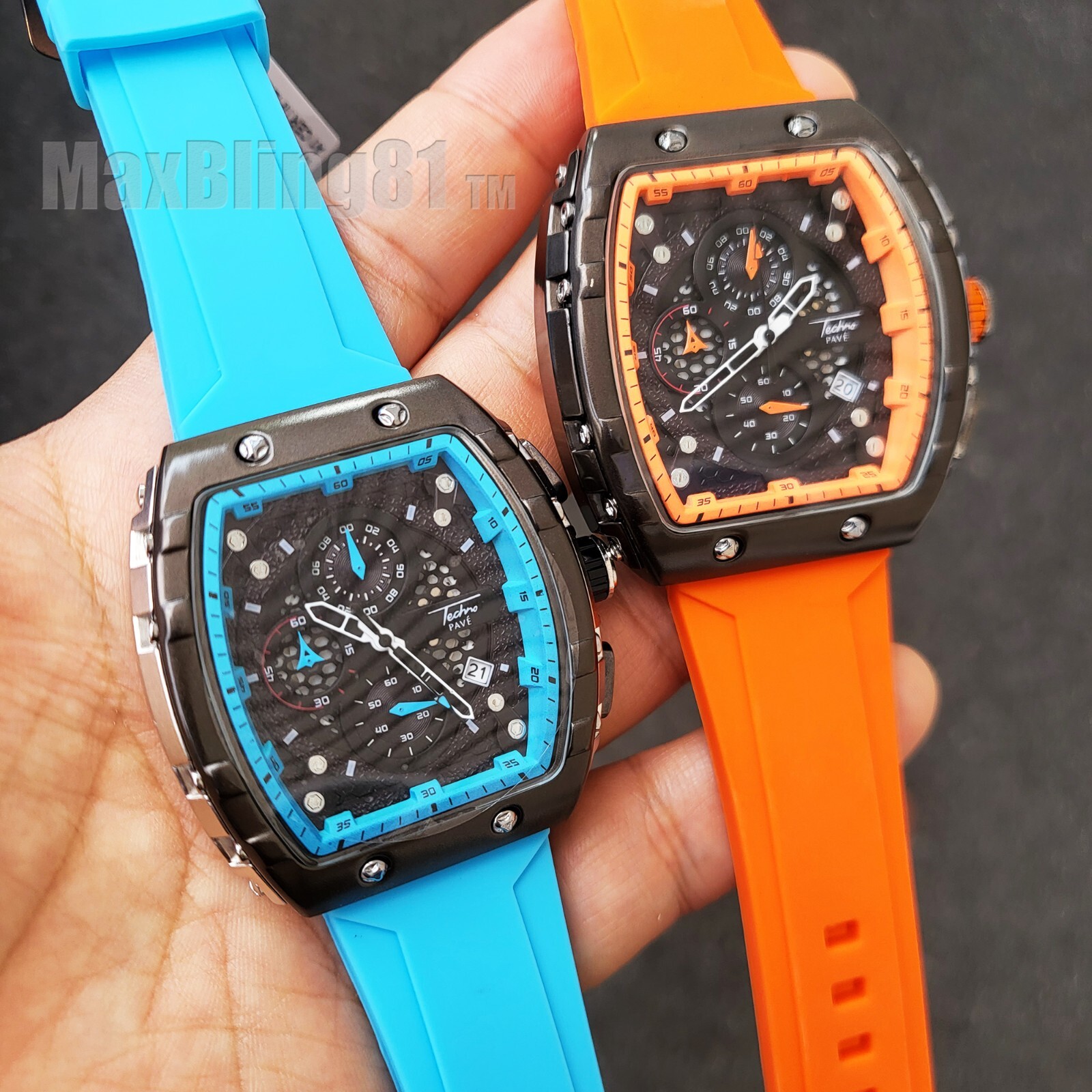 Men Luxury Watch Multi Function Chronograph Sports Silicone Band Waterproof Date
