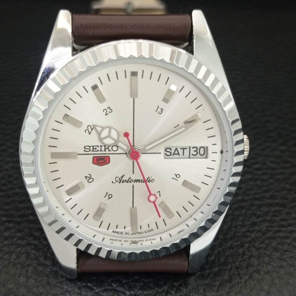 REFURBISHED SEIKO 5 AUTOMATIC 6309A JAPAN MENS VINTAGE SILVER WATCH a442821-1