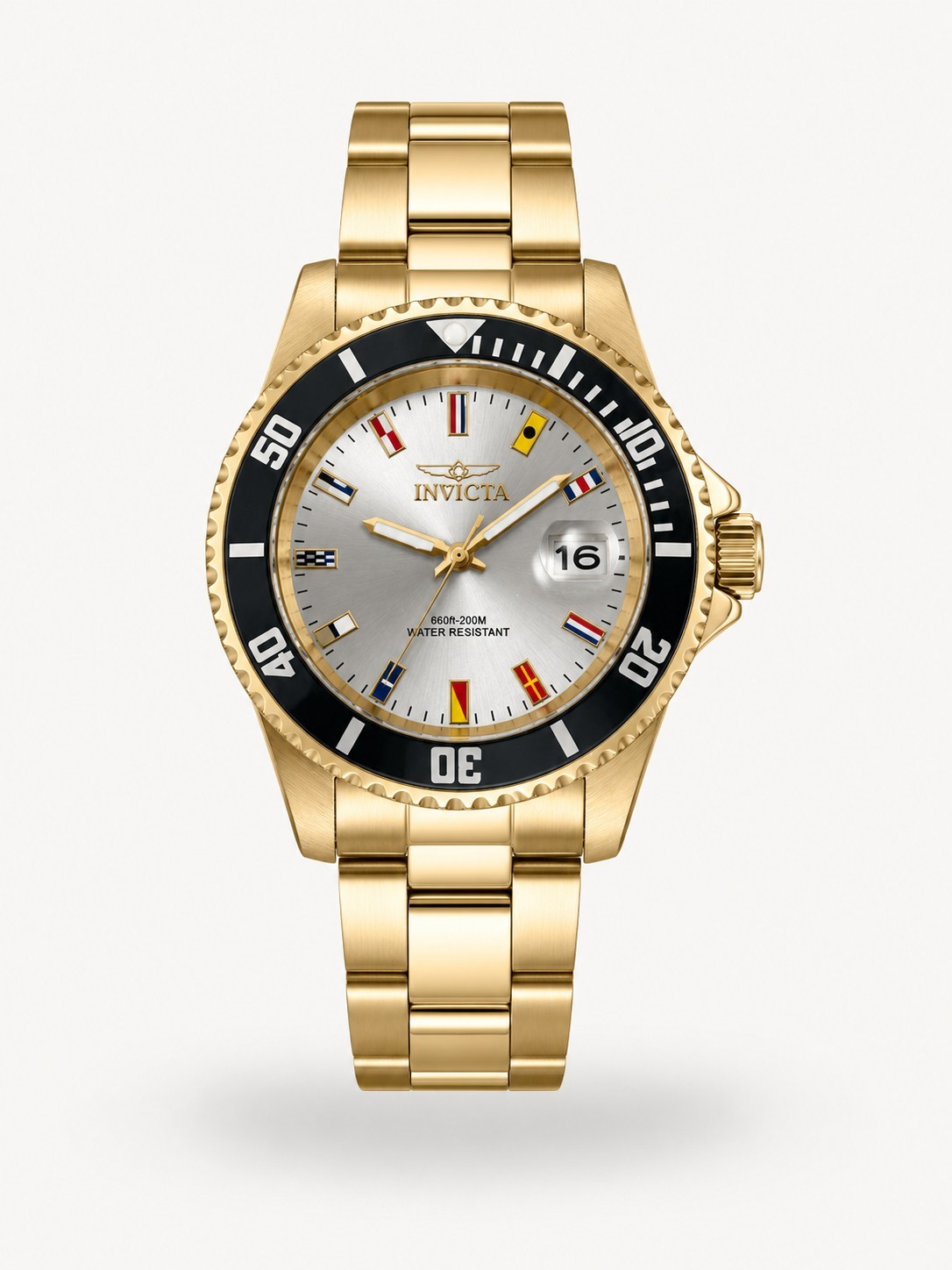 Invicta Pro Diver – Limited Editio – Nautical Flags Gold Men’s Watch Dial Date