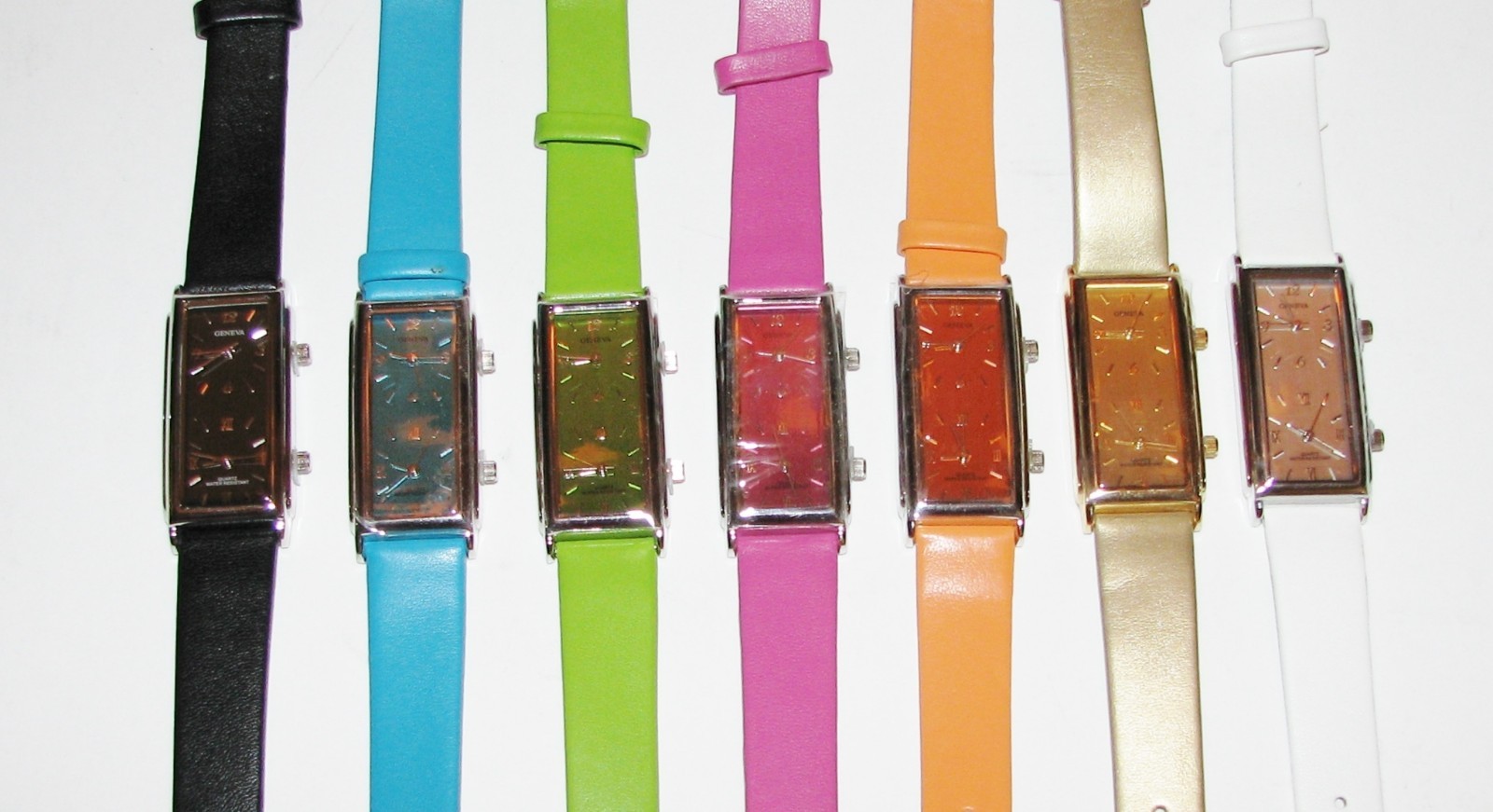 NEW-GENEVA DUAL DOUBLE TWO TIME ANALOG LEATHERETTE LADY’S WATCH