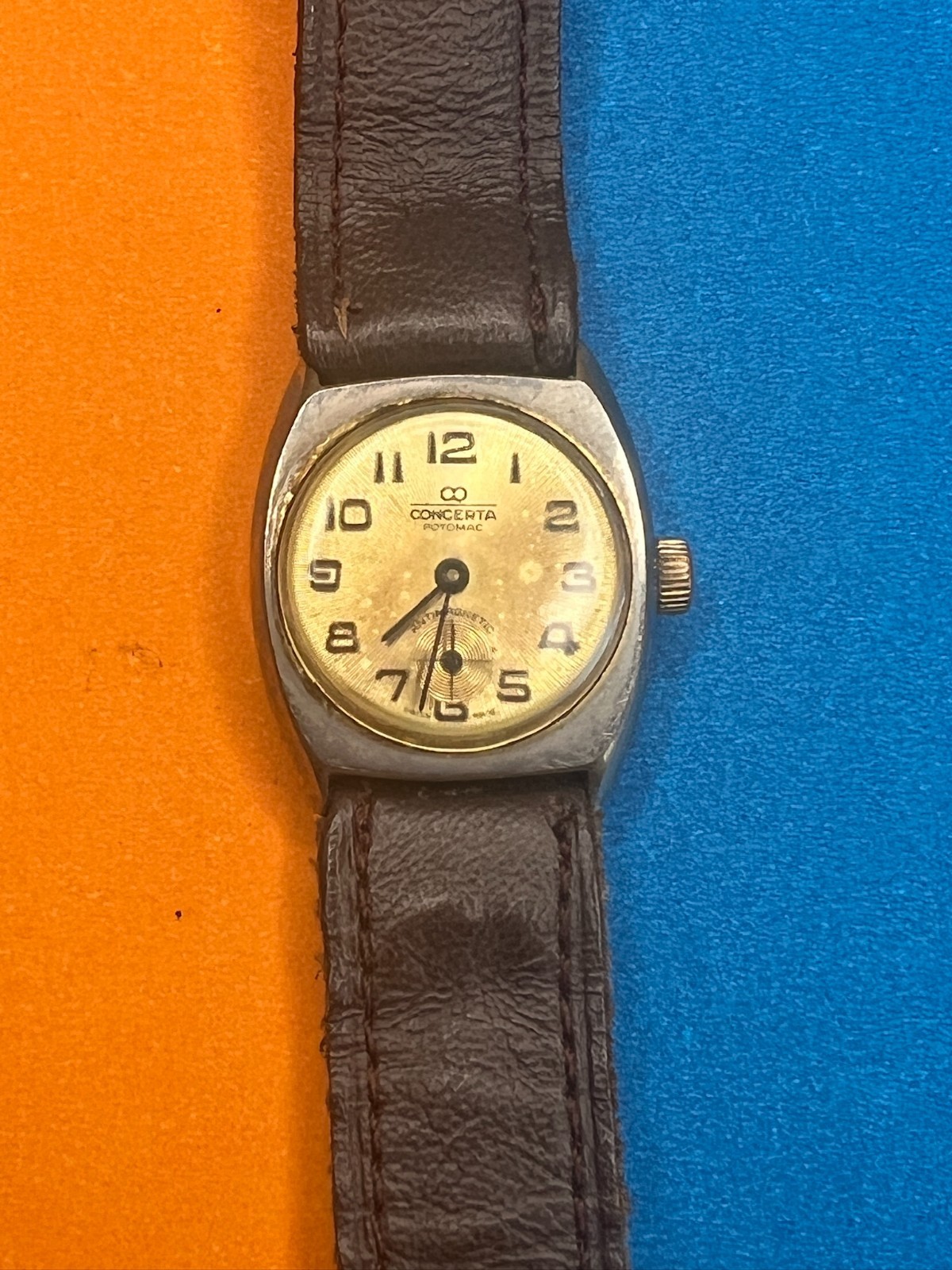 Concerta Potomac Sub-second Swiss Made Antimagnetic Cushion Case Watch Running