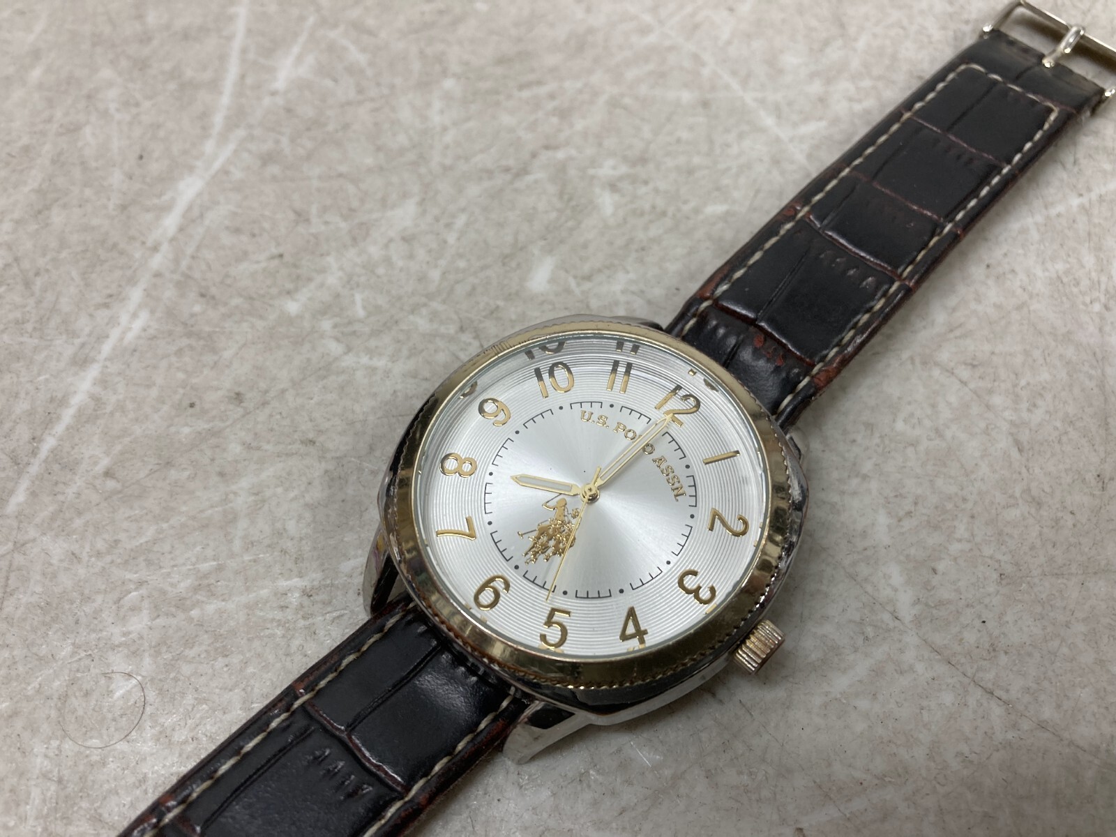 U.S. Polo Assn. Quartz SR626SW Stainless Steel Wrist Watch for Men Leather Band