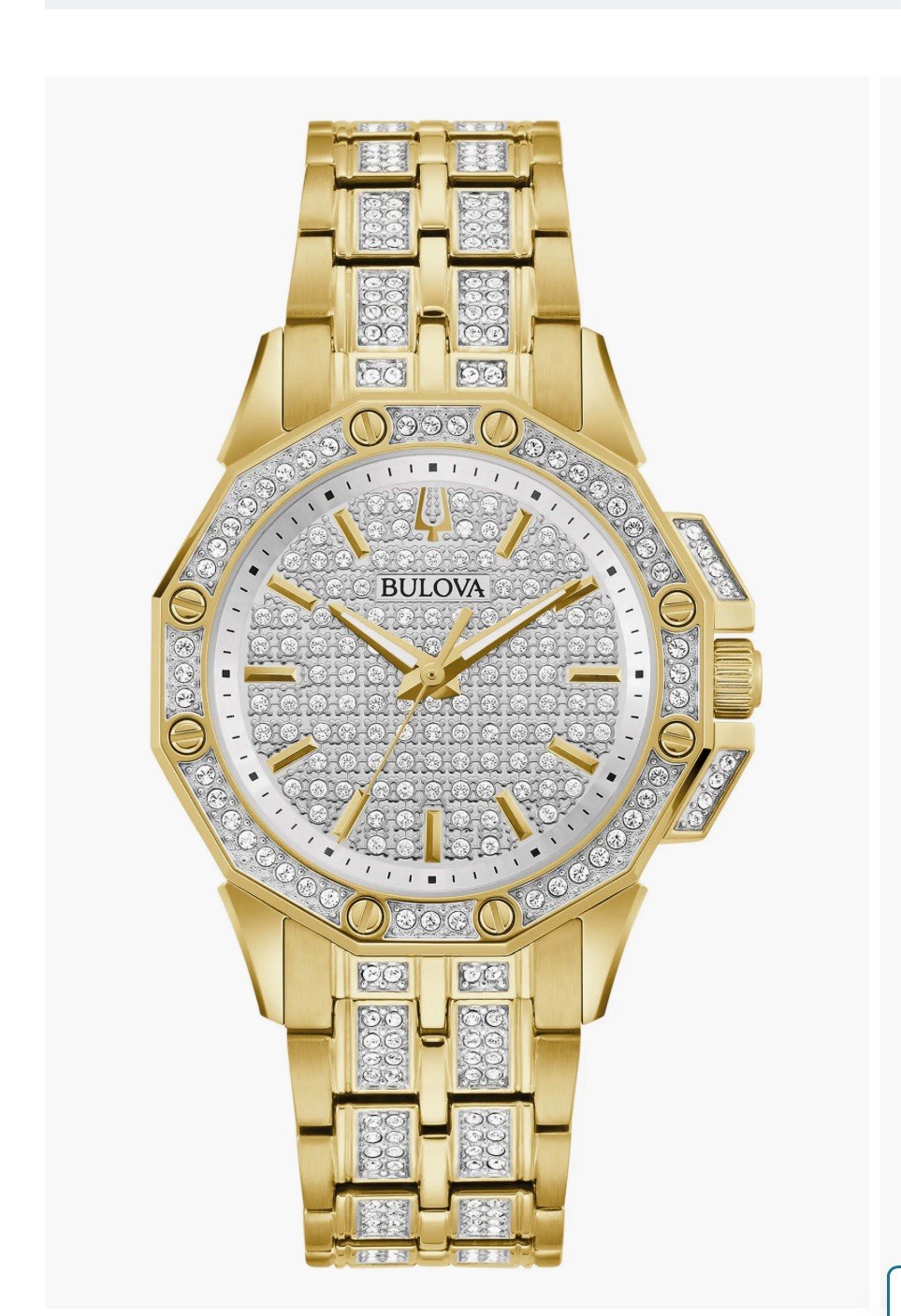 Bulova Women’s Two-Tone Pavé Crystal Dial Quartz Analog Watch w/ Box