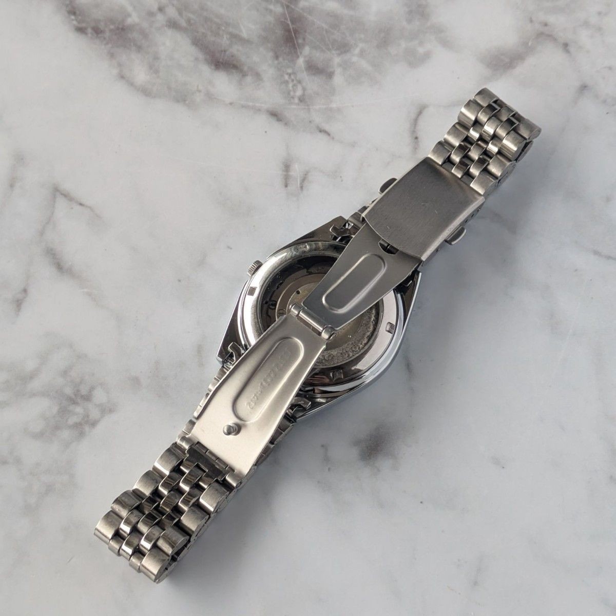 Working SEIKO Automatic 80s Vintage Black Dial Bar Index Ripple 3 Hands Skeleton