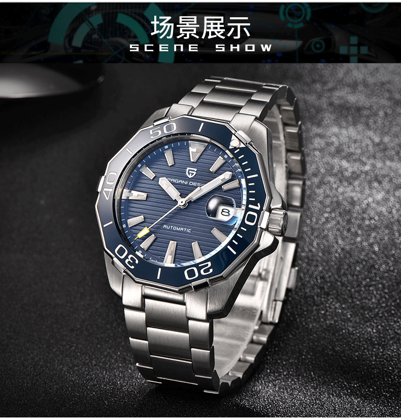 Pagani Design Automatic Mechanical Watch For Men’s Stainless Steel Luxury Date