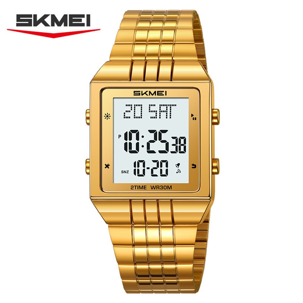 SKMEI Men Rectangle Watch Digital LED Wristwatch Steel Electronic Sport Watches
