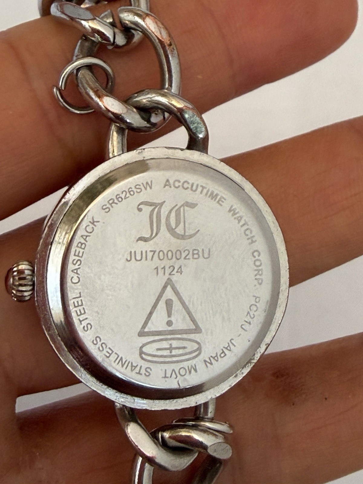 Juicy Couture 30mm Silver Tone Gem Quartz Watch Running B16