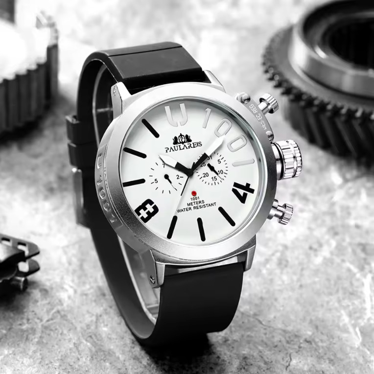 PAULAREIS Automatic Watches for Men Mechanical Self Wind Rubber Strap Watches
