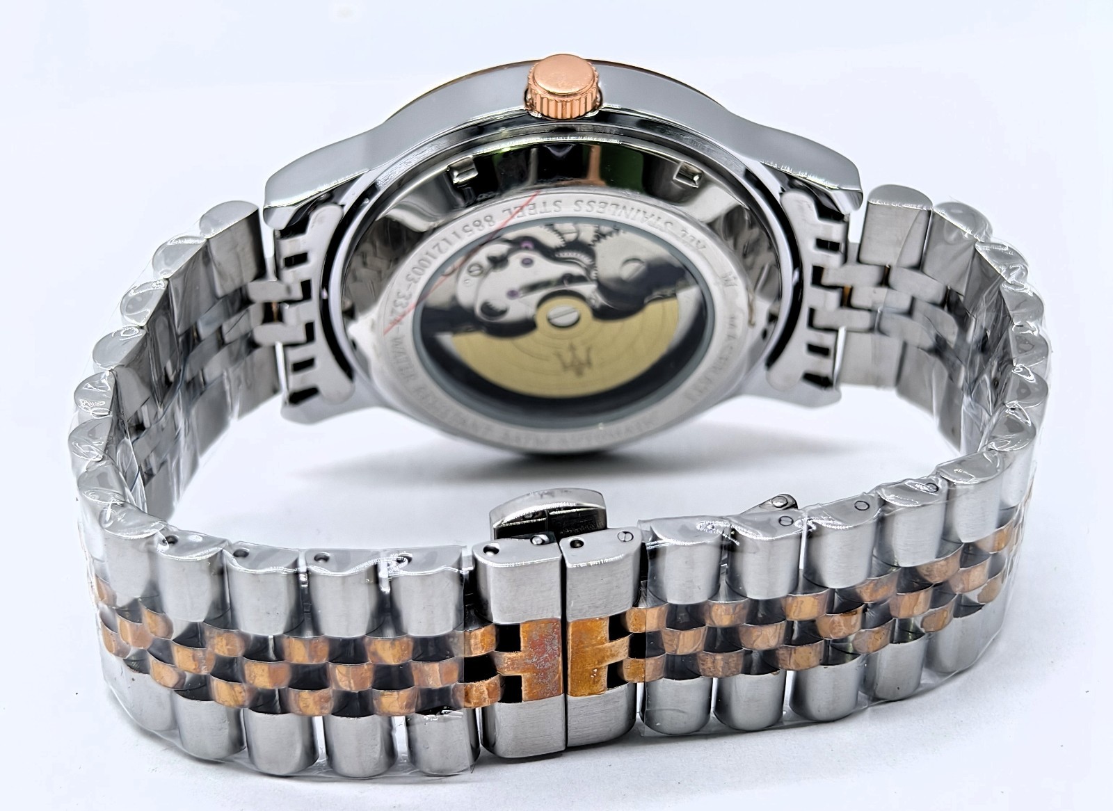 Amazing Maserati Automatic Black Dial Dual Tone Band Analog Men’s Wrist Watch