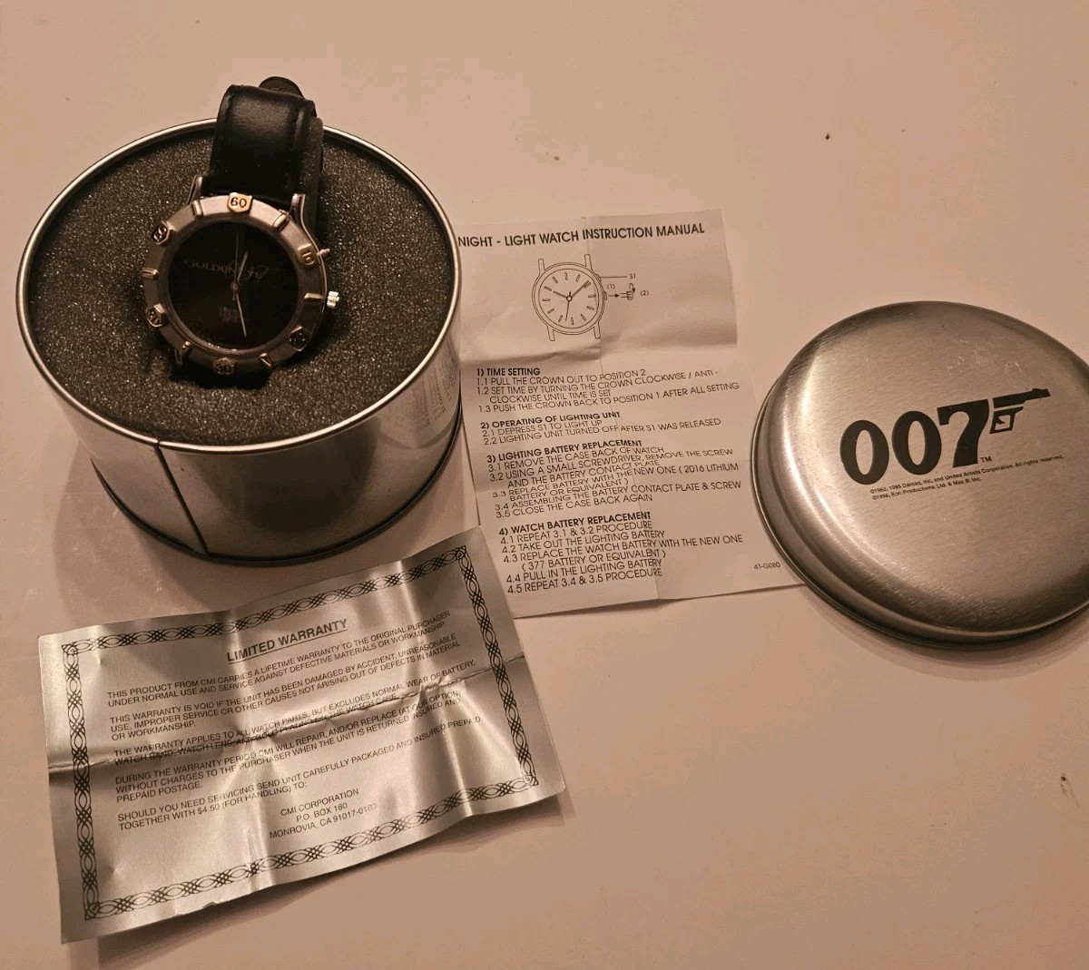 1995 GOLDENEYE Light Up Leather Band Watch – JAMES BOND 007 New in Tin