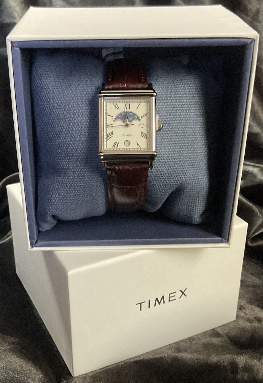 Noah x Timex Moon Phase Watch Stainless Steel Silver Brown Strap New