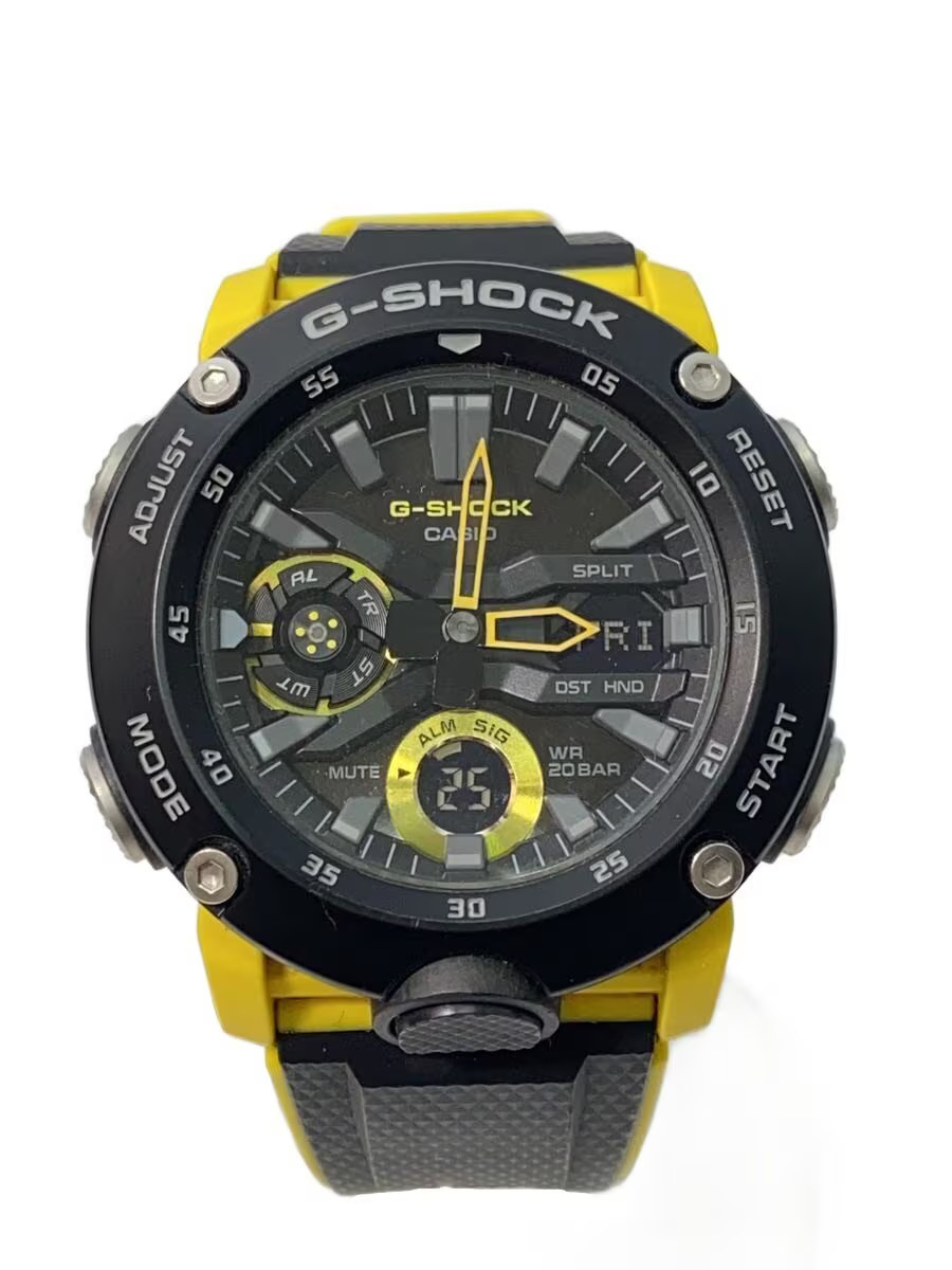 CASIO Quartz Watch G SHOCK Digital Analog Black Yellow GA 2000 1A9JF