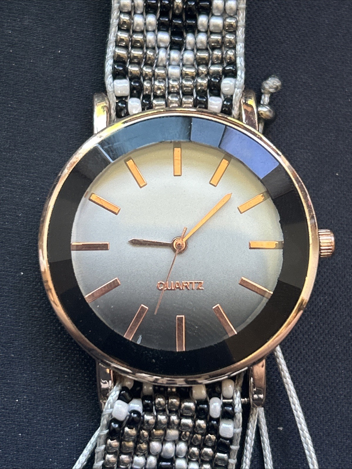 Rose Gold Tone Black And White Dial Women’s Quartz Watch