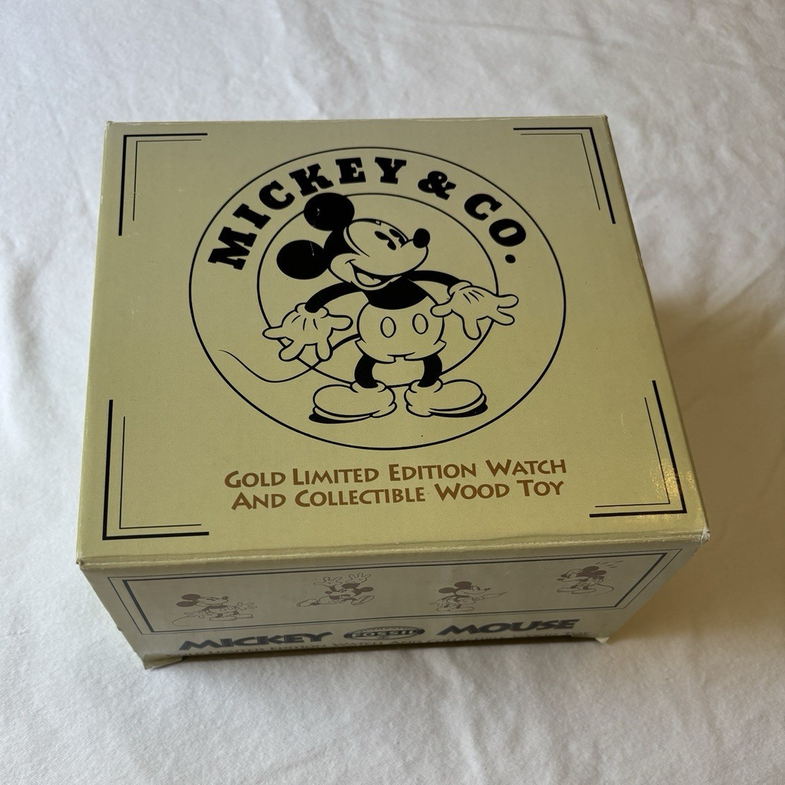 Fossil Mickey Mouse Limited Edition Gold Watch & collectible wood toy. *New