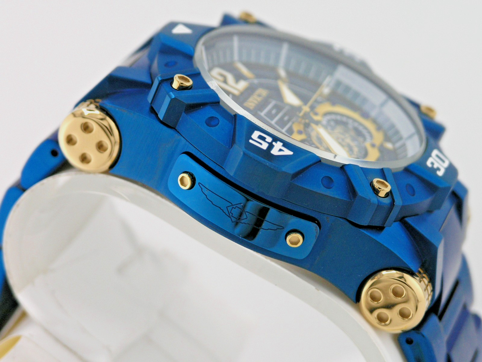NEW INVICTA 40174 AVIATOR CHRONOGRAPH BLUE CARBON FIBER DIAL STEEL QUARTZ 52MM