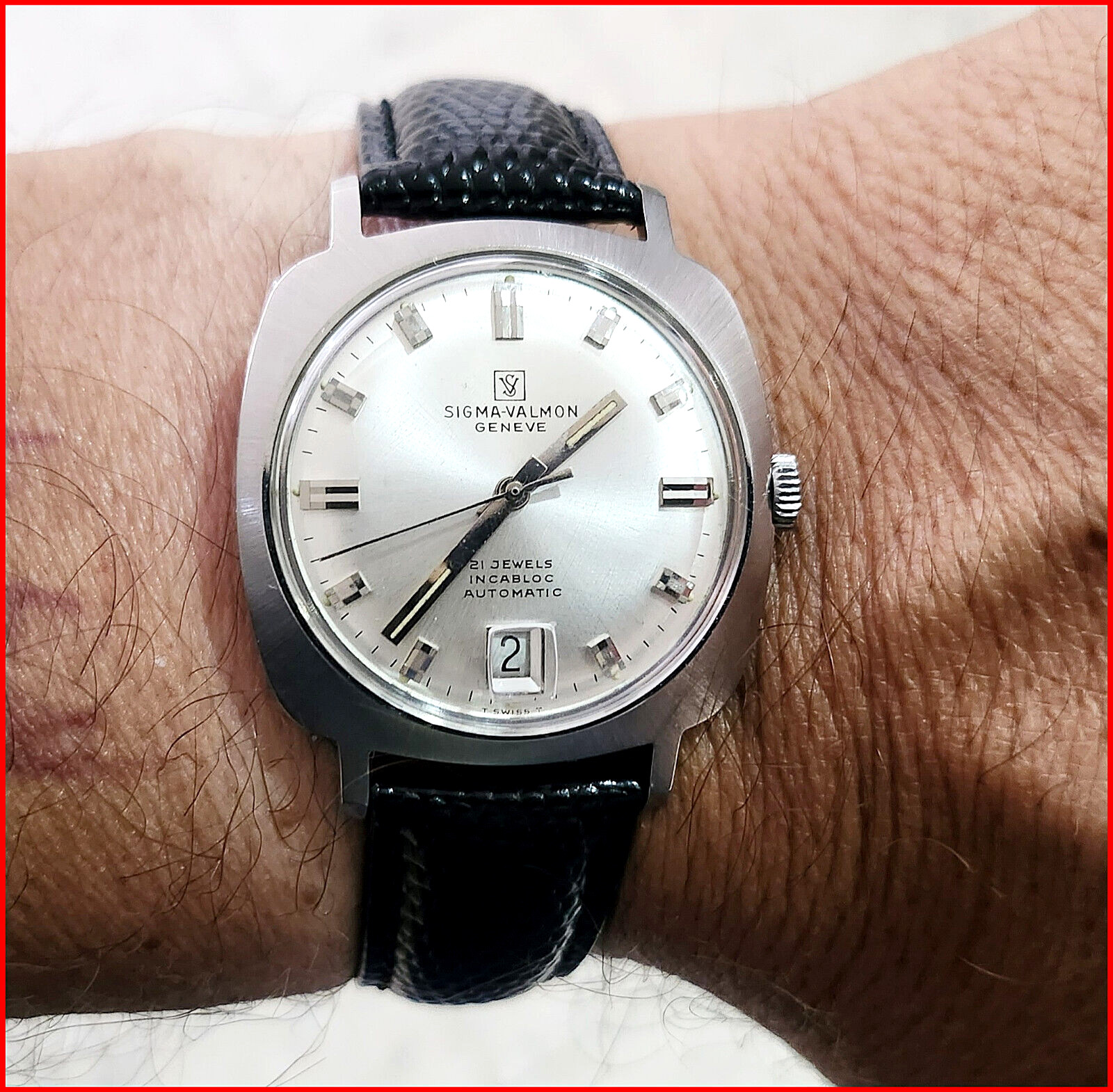 Rare Sigma-Valmon Geneve Automatic ETA 2452 Date 34mm Steel Men’s Watch Serviced